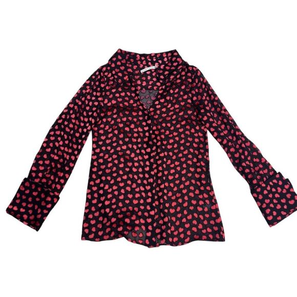 EUC Alice + Olivia Women's XS Black Sheer Button-Down Blouse - Picture 3 of 6